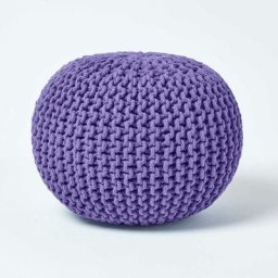 Pouf en tricot rond Violet - Violet - Homescapes