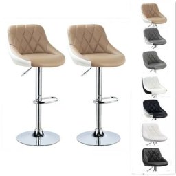 Skecten - Lot de 2 tabourets de bar, hauteur réglable et rotation à 360° (85-105cm), Marron+blanc