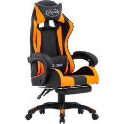 Vidaxl - Fauteuil de jeux vidéo et repose-pied Orange et noir Similicuir Orange et noir
