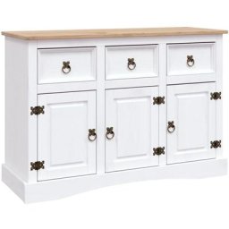 Buffet Gamme Corona Pin massif mexicain Blanc 132x43x78 cm Vidaxl Blanc