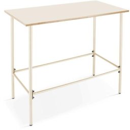 Table haute à manger en métal ivoire 120 cm - Palavas - Beige