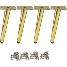 4 pièces Pieds de table obliques Pieds d'armoire en métal, Pieds de meubles de cône, D'or, 20 cm de
