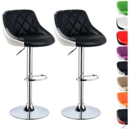 Lot de 2 Tabourets de Bar, Sièges pour Cuisine, Hauteur Réglable, 360° Pivotant, pour Bar, îlot de