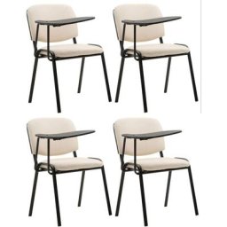 Lot de 4 Chaises Ken en similicuir avec tablette rabattable beige