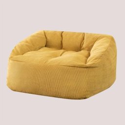 Fauteuil Pouf en Velours Côtelé (85 cm) Thiago Sklum Moutarde - Moutarde