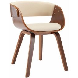 Chaise de salle à manger Crème Bois courbé et similicuir Vidaxl crème et marron foncé