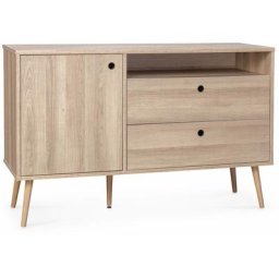 Alice's Garden - Buffet en décor bois 120x39x75cm - Scandi - 1 porte. 2 tiroirs - Bois