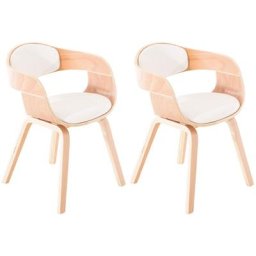 Lot de 2 chaises retro Kingston en similicuir nature/blanc