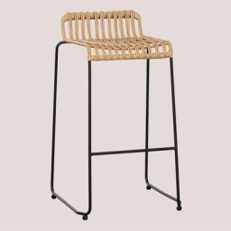 Tabouret Haut en Rotin Synthétique Aroa Sklum 77 cm Noir - ↑77 cm Noir