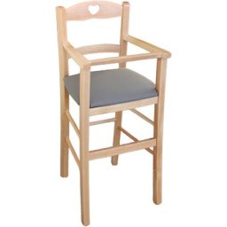 Okaffarefatto - Chaise Haute en Bois Naturel Avec Assise Rembourr En Simili Cuir Gris/Taupe