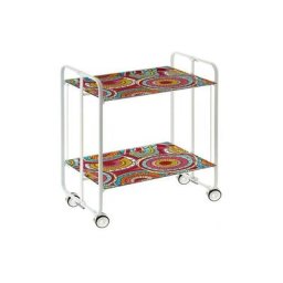 Don Hierro - Table roulante pliante bauhaus châssis blanc, 2 plateaux - 29