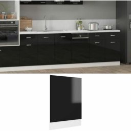 True Deal - Panneau de lave-vaisselle Noir brillant 45x3x67 cm Aggloméré