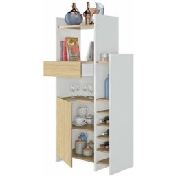 Temahome - Desserte micro-onde kitchy blanc et chêne clair - chêne clair