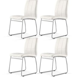 Sicotas - Lot de 4 Chaise à Manger Chaises de Cuisine avec Assise et Dossier en Cuir Artificiel,