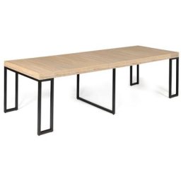 Idmarket - Table console extensible toronto 14 personnes 300 cm design industriel - Bois-clair