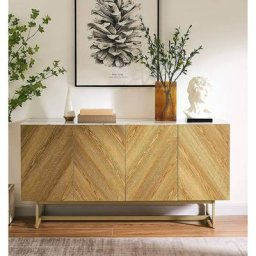 Roomfitters Meuble tv Moderne pour le Salon, Buffet Scandinave de cuisine en Marbre de 57 pouces