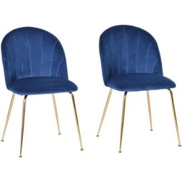 Lot de 2 chaises style art-déco dossier strié arrondi piètement métal doré incliné effilé velours