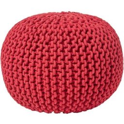 Pouf en tricot rond Rouge - Rouge - Homescapes