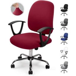 Housse de Chaise de Bureau (Rouge, 2pcs) Housse de Chaise Amovible Universelle Style Minimaliste