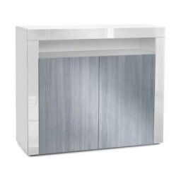 Commode Buffet Armoire Valencia en Blanc mat - haute brillance et tons naturels - Avola-Anthracite