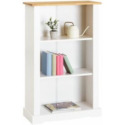 Idimex - Etagère tequila bibliothèque 3 étagères, dim 70 x 116 x 30 cm, en pin massif lasuré blanc