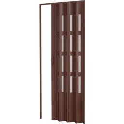 Pinto - Porte accordéons pliante intérieur en kit avec verre en pvc mod. Sonia Noyer 82x220 cm