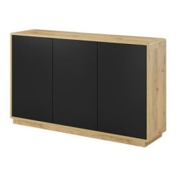 Buffet 3 portes collection villa. Couleur chêne et noir mat. - Marron - Bois