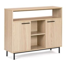 Buffet contemporain 2 portes seattle avec étagères - Bois-clair