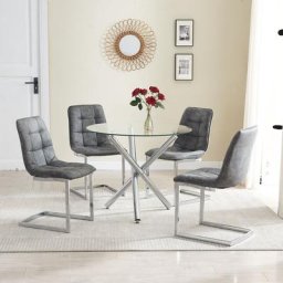 Table à Manger avec 4 Chaises Sicotas Ensembles de Table à Manger et Chaises Table Ronde en Verre