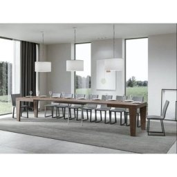 Table extensible 6 à 20 places bois foncé Kristo 160 à 420 cm - Support 2 pieds