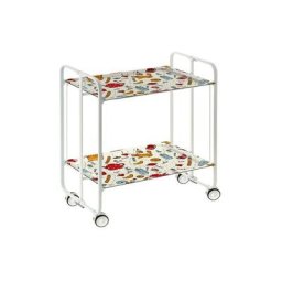 Don Hierro - Table roulante pliante bauhaus châssis blanc, 2 plateaux - 53