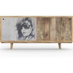Buffet vintage en bois de manguier avec portes coulissantes - Lucil Bois naturel - Bois massif,