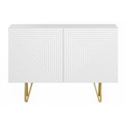 Buffet design gravé blanc mat et métal doré 2 portes L107 cm ozen - Blanc