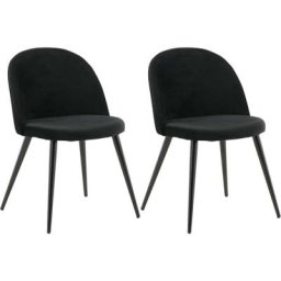 Chaise en velours avec pieds en acier Velvet (Lot de 2) - Noir