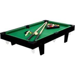 Mini billard micro avec accessoires (2 queues, boules, triangle, craie, brosse), 3 décors,