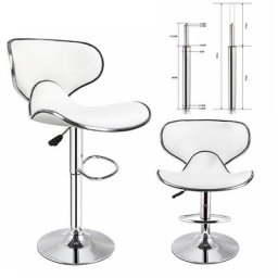 Dyhf - Lot de 2 tabourets de bar Las Vegas V2 similicuir , blanc Pivotant et réglable en Hauteur