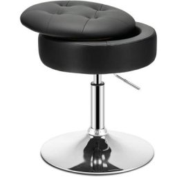 Tabouret de Coiffeuse Capitonné, Pouf de Rangement d'appoint avec Couvercle Réversible, Chaise de