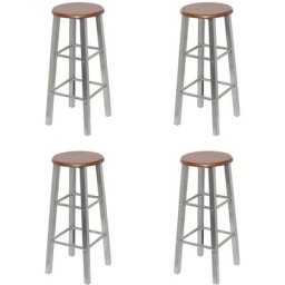 Tabourets de bar lot de 4 argenté et marron mdf Vidaxl argenté et marron