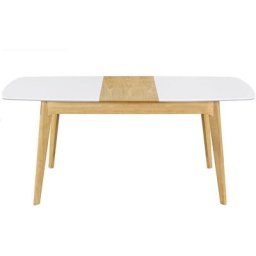 Table extensible scandinave blanc et bois L140-180 cm meena - Blanc