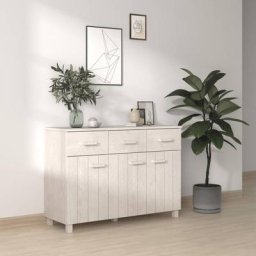 Buffet Blanc 113x40x80 cm Bois massif de pin,design élégant,pour Salon,cuisine