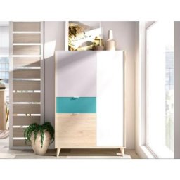 Buffet haut 137 cm Penny multicouleurs avec trois portes et un tiroir Multicolor