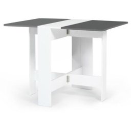 Idmarket - Table console pliable edi 2-4 personnes bois blanc plateau gris - Gris