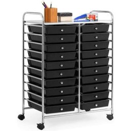 Costway - Tour de Rangement sur Roulettes avec 20 Tiroirs 64 x 39 x 88 cm Chariot de Rangement pour