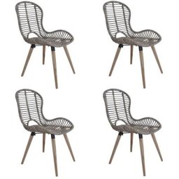 Chaises de salle à manger 4 pcs Marron Rotin naturel Vidaxl Marron