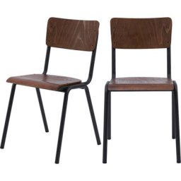 Chaise écolier empilable en bois (lot de 2) - Clem - Marron