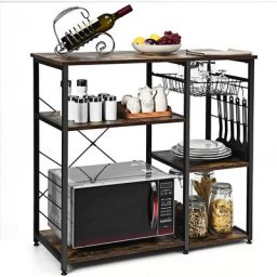 Commode de Cuisine avec Rangement Micro-Onde,Verres, Etagere de Rangement avec Structure en