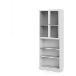 Ebuy24 - Base Étagère 2 portes vitrées et 2 tablettes de rangement, blanc.