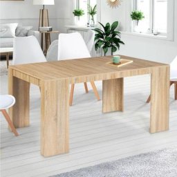 Table console extensible ORLANDO 6 personnes 140 cm bois façon hêtre - Naturel