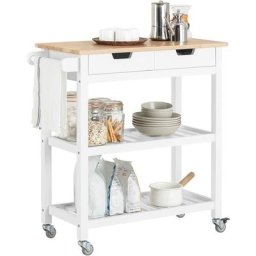 Sobuy - Chariot de Service Desserte à roulettes Table Roulante Meuble de Rangement Cuisine avec 2