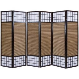 Paravent bois et bambou brun - 6 Pans